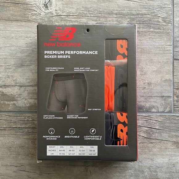 New Balance Boxer Briefs Mens Size 4XL Orange Black Anti-Chafe Plus 52-54 - Picture 7 of 12